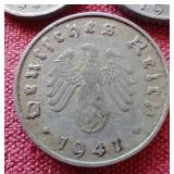 (3) 1941 Germany Third Reich Coins - 1/5/10