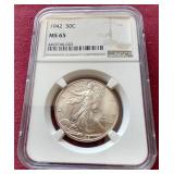 Amazing 1942 Walking Liberty Half Dollar - NGC MS65!
