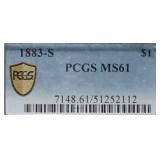 1883-S Morgan Dollar - PCGS MS61 - KEY!