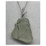 Handcrafted Sea Glass Necklace Wrapped in Sterling Silver 925