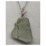 Handcrafted Sea Glass Necklace Wrapped in Sterling Silver 925