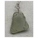 Handcrafted Sea Glass Necklace Wrapped in Sterling Silver 925