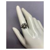 Sterling Silver 925 Floral Pearl Ring Size 7.5