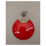 Sterling Silver 925 Pendant with Red Stone