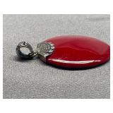 Sterling Silver 925 Pendant with Red Stone