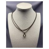 Vintage Sterling Silver 925 Necklace with Pearl Pendant