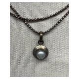 Vintage Sterling Silver 925 Necklace with Pearl Pendant
