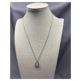 Sterling Silver 925 Necklace with Pink Stone