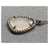 Sterling Silver 925 Necklace with Pink Stone