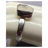 Sterling Silver 925 Pentagon Moonstone Ring 925 Size 6.75