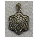 Sterling Silver Filigree 925 Marcasite Pendant Jewelry