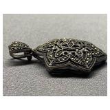 Sterling Silver Filigree 925 Marcasite Pendant Jewelry