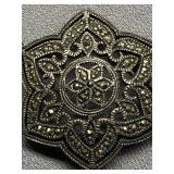 Sterling Silver Filigree 925 Marcasite Pendant Jewelry