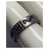 Vintage Sterling Silver 925 Tribal Band Ring Size 9.75