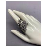 Sterling Silver 925 Floral Design Statement Ring Size 8