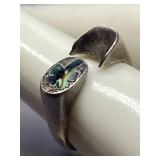 Vintage Sterling Silver 925 4 Leaf Clover Inlay Ring Size 5