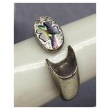 Vintage Sterling Silver 925 4 Leaf Clover Inlay Ring Size 5
