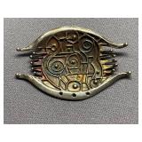 Signed Sterling Silver Iridescent 925 Artistic Brooch