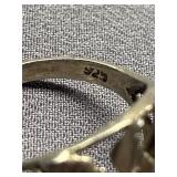 Sterling Silver 925 Spider Ring with Red Stone Size 7