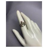 Sterling Silver 925 Spider Ring with Red Stone Size 7