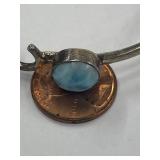 Sterling Silver 925 Larimar Stone Bangle Bracelet
