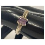 Sterling Silver 925 Ring w/ Square Purple Stone Size 8