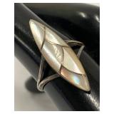 Vintage Sterling Silver 925 Mother Of Pearl Ring Size 5.5