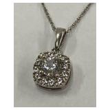 Sterling Silver 925 Necklace Lab Sapphire Pendant