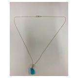 Sterling Silver 925 Necklace with Blue Sea Glass Pendant