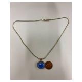 Italian Sterling Silver 925 Necklace with Blue Pendant
