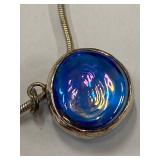 Italian Sterling Silver 925 Necklace with Blue Pendant