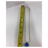 Italian Sterling Silver 925 Necklace with Blue Pendant