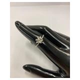 Sterling Silver Paw Design Ring 925 Gemstones Size 6