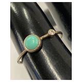 Sterling Silver 925 Turquoise Ring Size 7.75 Minimalist