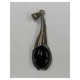 Sterling Silver 925 Pendant with Black Stone