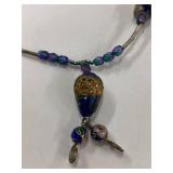 Handcrafted Glass Bead Sterling Silver 925 Necklace Intricate Design