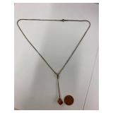 Modernist Amber Cube Sterling Silver 925 Necklace