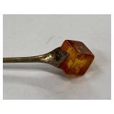 Modernist Amber Cube Sterling Silver 925 Necklace