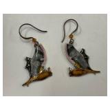 Unique Bat-Themed Enamel Sterling Silver Earrings Gothic Jewelry