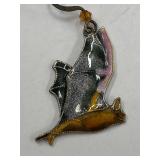 Unique Bat-Themed Enamel Sterling Silver Earrings Gothic Jewelry