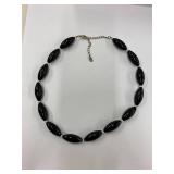Vintage Necklace with Black Beads and Sterling Silver 925 Clasp