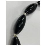 Vintage Necklace with Black Beads and Sterling Silver 925 Clasp