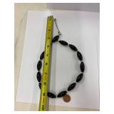 Vintage Necklace with Black Beads and Sterling Silver 925 Clasp