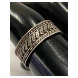 Sterling Silver Band Ring 925 Intricate Design Size 7.5