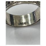 Sterling Silver Band Ring 925 Intricate Design Size 7.5