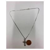 Sterling Silver 925 Scroll Cross Pendant Necklace