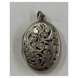 Vintage Ornate Sterling Silver 925 Oval Locket with Photos