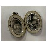 Vintage Ornate Sterling Silver 925 Oval Locket with Photos