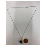 Sterling Silver 925 Heart Blue Pendant Necklace