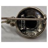 Vintage 925 Sterling Silver Black Stone Dangle Earrings